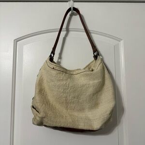 Fossil Shoulder Bag Woven Cream Color Women’s Purse y2K